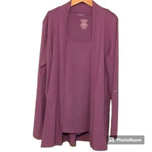 LL Bean Women's Open Cardigan Set in Light Purple with Tank Top 2 Piece Set S